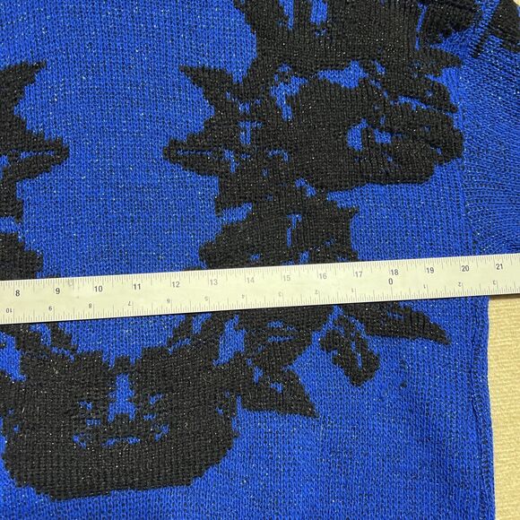 1990s Vintage Ellen D Kollection Women's Sweater Large Med Blue Lurex Mock Lg - Picture 5 of 12